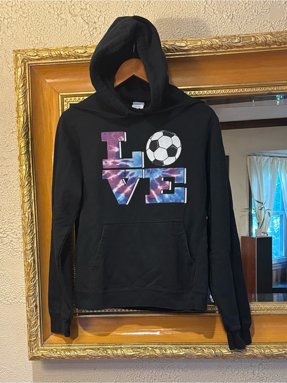Port & Company Black “Love Soccer” Hoodie - Size S